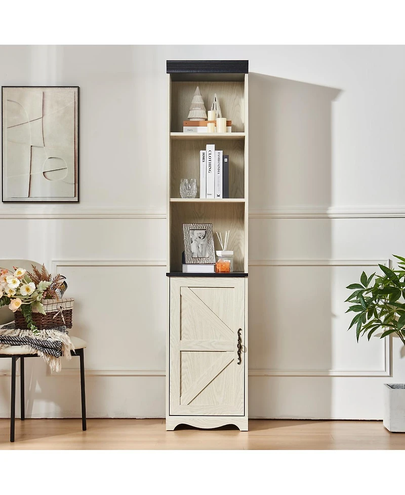 Streamdale Furniture 70.86" Tall Free-Standing 5-Shelf Wood Storage Cabinet and Bookcase