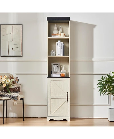 Streamdale Furniture 70.86" Tall Free-Standing 5-Shelf Wood Storage Cabinet and Bookcase