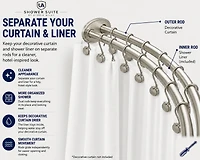 Utopia Alley 45-72" Aluminum Adjustable Wall Mounted Double Curved Shower Rod, Rust-Proof