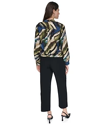 Dkny Women's Printed Surplice V-Neck Long-Sleeve Voile Blouse