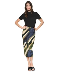 Dkny Women's Printed Rib Knit Pencil Midi Skirt