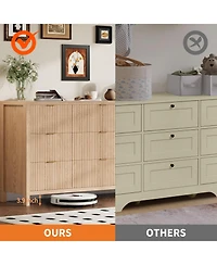 homfan 9 Drawer Dresser with Fluted Front and Metal Handles for Bedroom, Closet, Living Room, Apartment