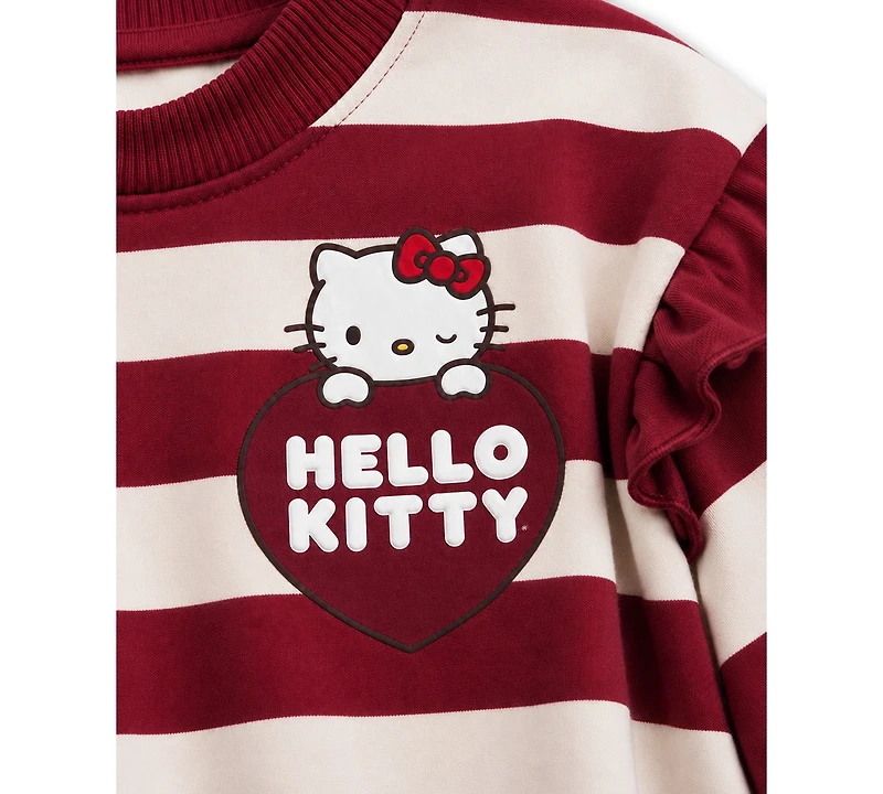 Hello Kitty Girls' 2T-6X Crewneck Sweatshirt and Skirt, 2-Piece Set
