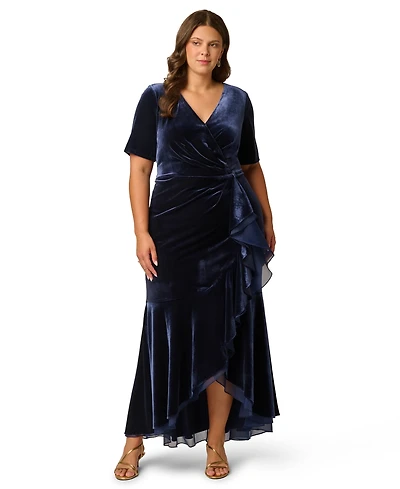 Adrianna Papell Plus Surplice Neck Fit & Flare Dress