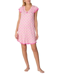Ellen Tracy Women's Short Flutter-Sleeve Floral Jersey Chemise