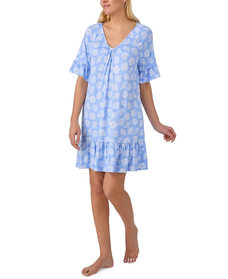 Ellen Tracy Women's Short-Sleeve V-Neck Pull-On Sleep Tunic