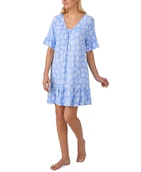 Ellen Tracy Women's Short-Sleeve V-Neck Pull-On Sleep Tunic