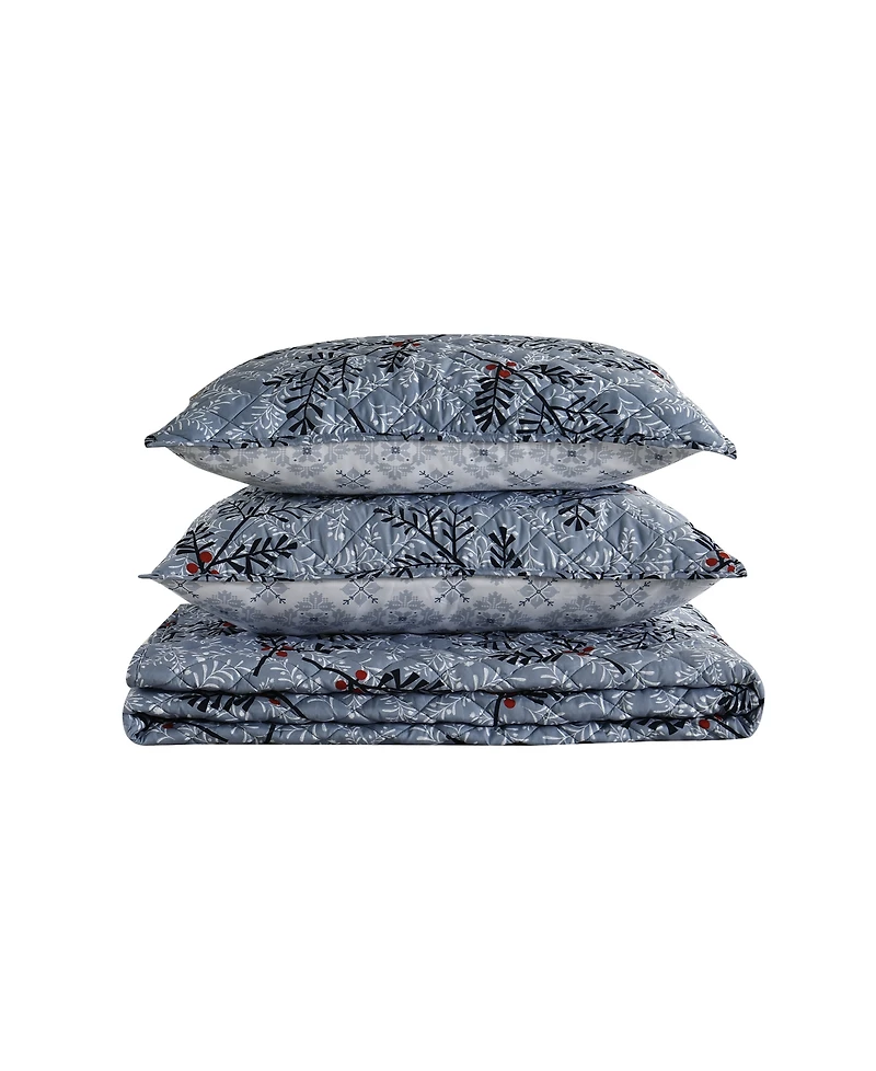 Lenox Festive Botanical 3-Piece Quilt Set, Full/Queen