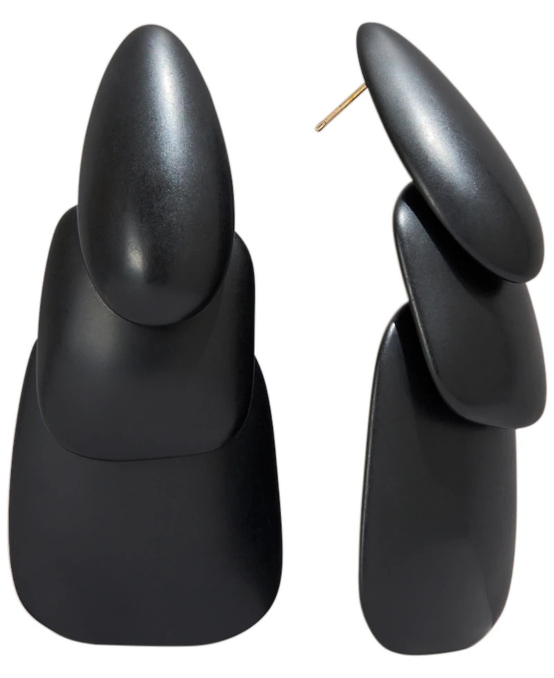 Donna Karan New York Black-Tone Resin Linear Drop Earrings