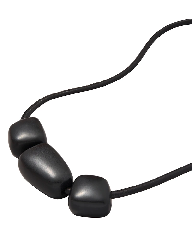Donna Karan New York Black-Tone Matte Beaded Resin Frontal Necklace
