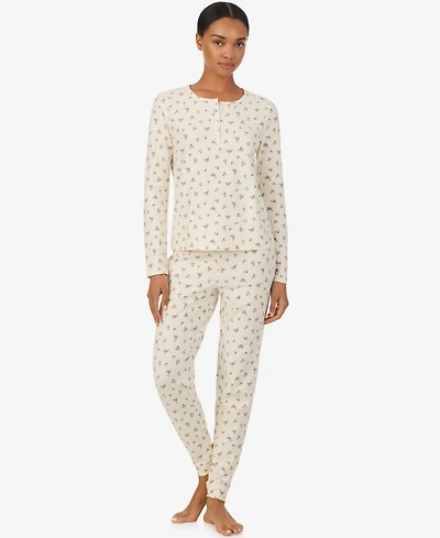 Lauren Ralph Women's Long-Sleeve Henley Top and Jogger Pant Set