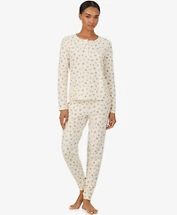 Lauren Ralph Women's Long-Sleeve Henley Top and Jogger Pant Set