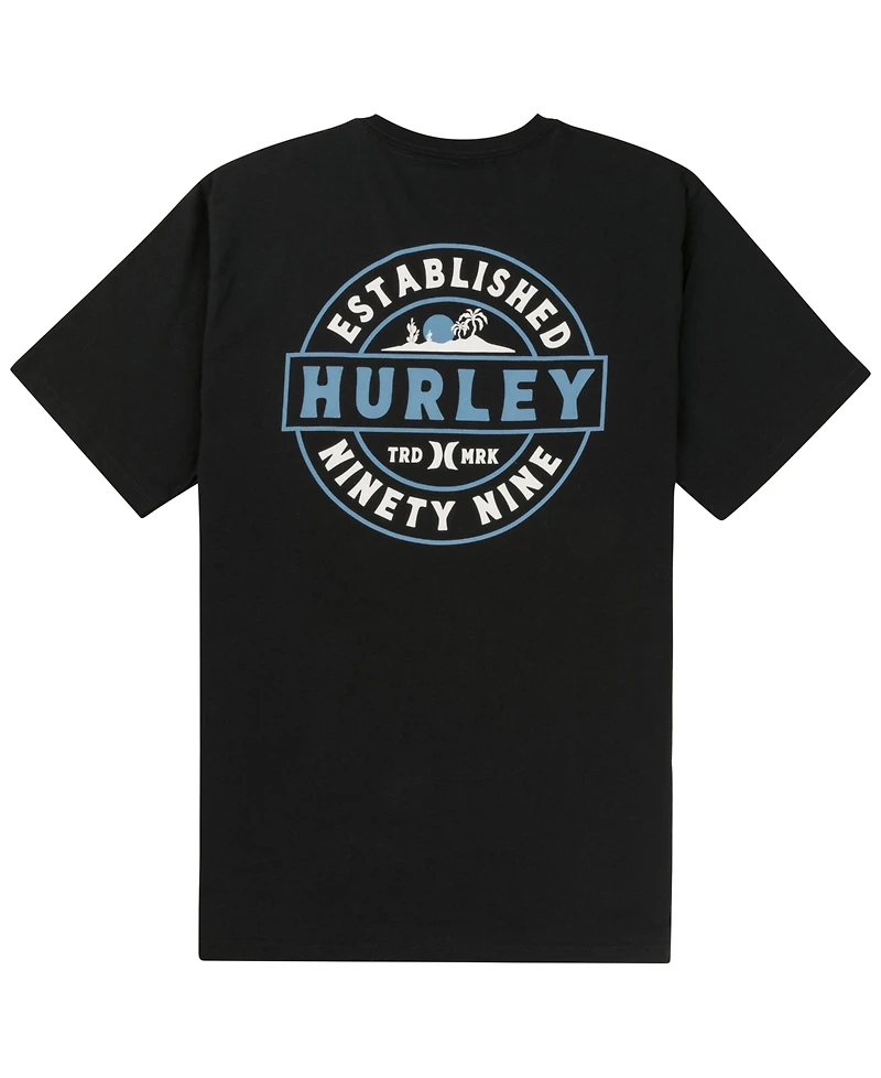 Hurley Men's Camp Artwork At Center Back Crewneck T-Shirt