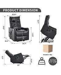 Clihome Power Lift Recliner Chair with Massage and Heat, 155degree(s) Reclining Chair with Usb Port, Pu Leather