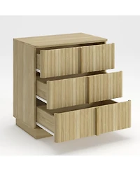 Streamdale Furniture Vintage 3-Drawer Vertical Stripe Nightstand (Set of 2)
