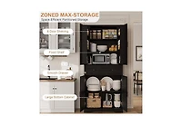 homfan 71'' Kitchen Storage Pantry Cabinet, 4-Door Freestanding Cabinet with 6 Shelves and 1 Drawer, Cupboard