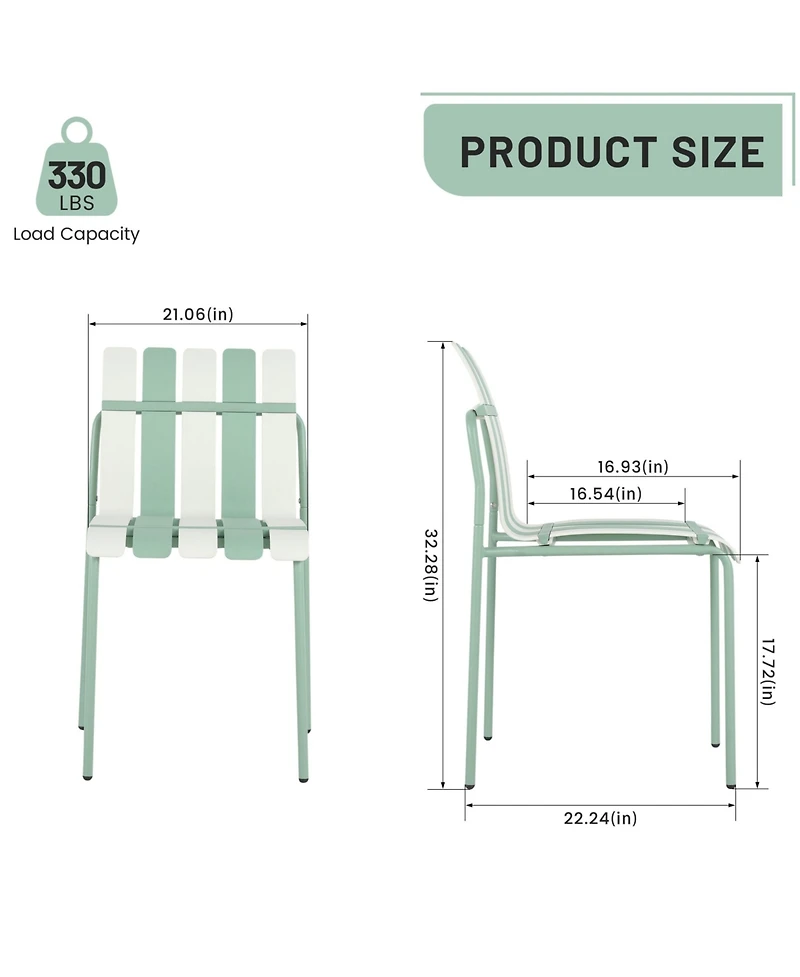 Mondawe Set of 4 Modern Striped Color Block Chairs, Waterproof Pp Seat and Sturdy Metal Legs