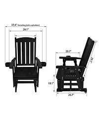 Wooden Patio Glider for One Person, with High Back and Deep Contoured Seat, Solid Fir Wood, Heavy Duty 600 Lbs (Deep Brown, 1-Seater)