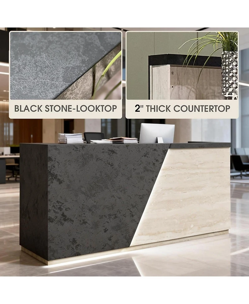 Logicfox Privacy Counter Design Modern Reception Desk with Dual Keyboard Trays and Cable Grommets