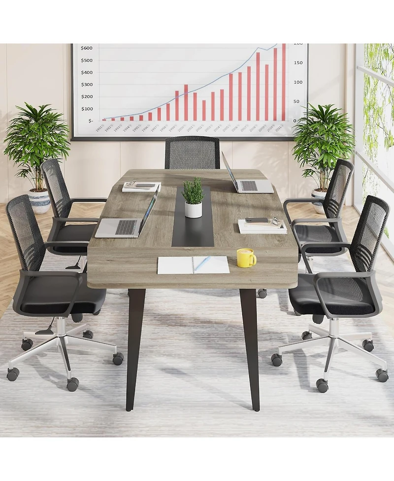 Tribesigns 6FT Conference Table: "H boat-shaped meeting table. Industrial seminar table for office meeting rooms