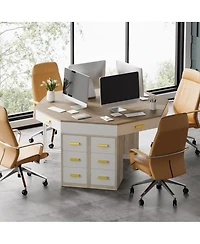 Tribesigns Corner Desk,Triangle Computer Desk,90-Degree Writing Desk Pc Table Makeup Vanity Desk with Storage for Home Office,Living Room