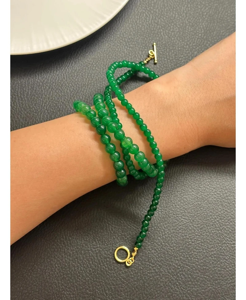 Lime — Green jade beaded necklace
