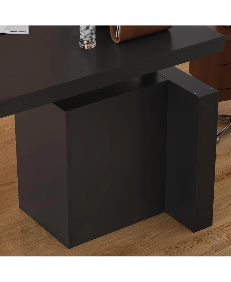 Homsee Electric Standing Desk with Storage Cabinet - Height-Adjustable Desk with Soft-Close Drawers and Handleless Design