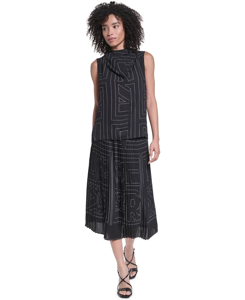 Karl Lagerfeld Paris Women's Sleeveless Cowl Neck Blouse