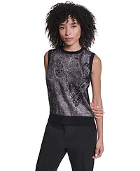 Karl Lagerfeld Paris Women's Sleeveless Crewneck Sweater