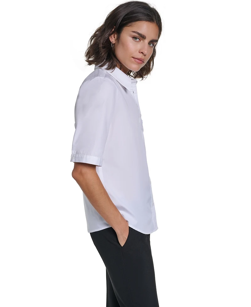 Karl Lagerfeld Paris Women's Short-Sleeve Collared Blouse