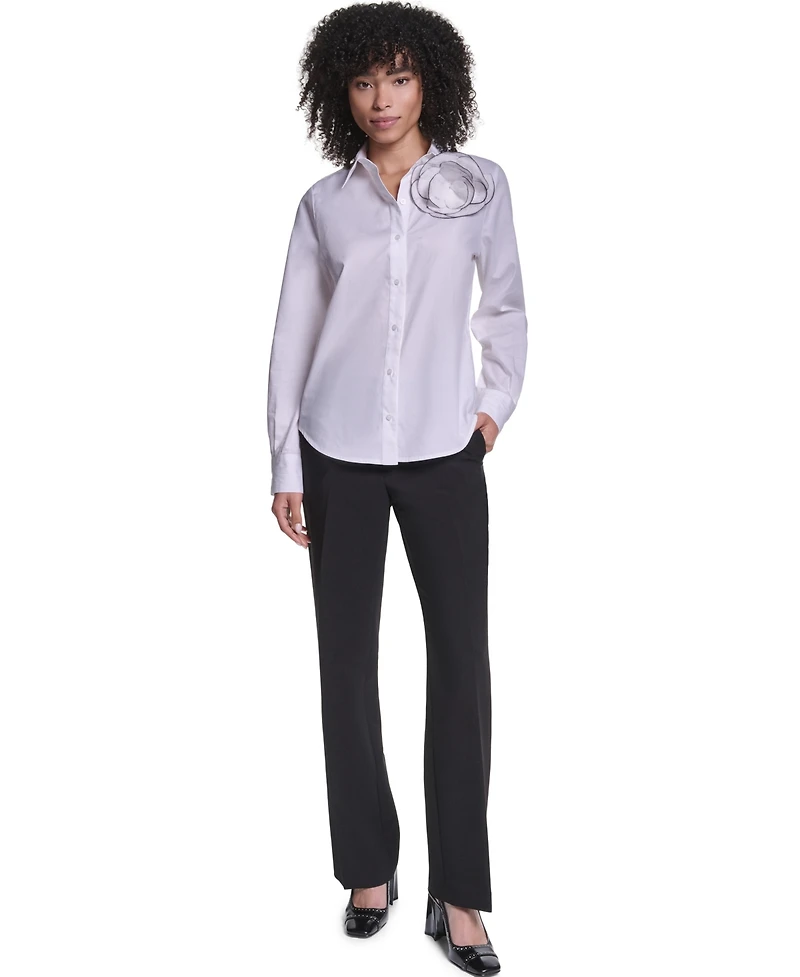 Karl Lagerfeld Paris Women's Collared Button-Front Blouse