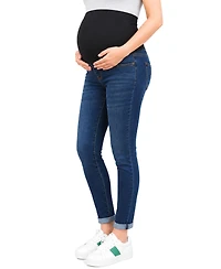Indigo Poppy Women's Cuffed Dark Wash Skinny Jean