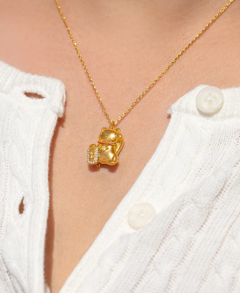 Girls Crew Crystal Lucky Cat Locket Necklace