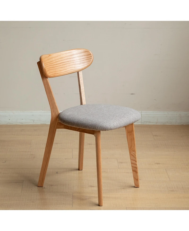 sumyeg Solid Oak Dining Chairs Set of 4, Ergonomic Wooden Chairs with Curved Backrest