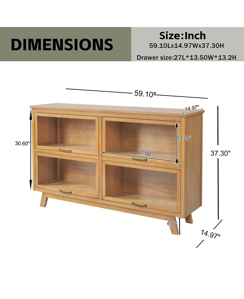 sumyeg Modern Storage Cabinet with 4 Doors,Display Cabinet