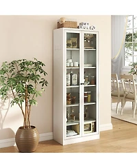 sumyeg 72" Tall Kitchen Pantry Cabinet with 5 Adjustable Shelves, Freestanding Metal Storage Cabinet