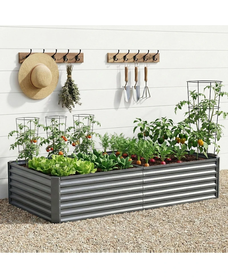 Pocassy 6x3x2feet Outdoor Metal Raised Garden Bed, Large Outdoor Planters Garden for Vegetables Flowers Herbs