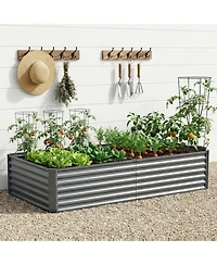 Pocassy 6x3x2feet Outdoor Metal Raised Garden Bed, Large Outdoor Planters Garden for Vegetables Flowers Herbs