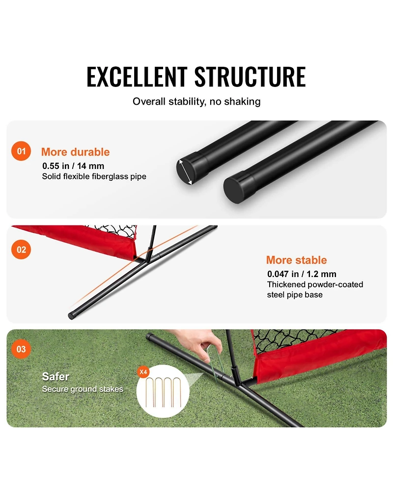 Vevor Barricade Backstop Net Ball Sports Barrier Softball Practice Net 12x9ft