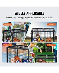 Vevor Rolling Sports Ball Storage Cart Garages Sports Equipment Organizer Steel