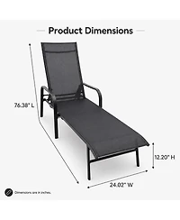 GarveeLife Set of 2 Adjustable Outdoor Chaise Lounge Chairs with Textilene Mesh, Steel Frame and Reclining Back for Patio.