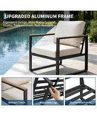 GarveeLife 4 Piece Outdoor Patio Conversation Sofa Set, Metal Frame with Coffee Table and Washable Cushions for Garden or Deck