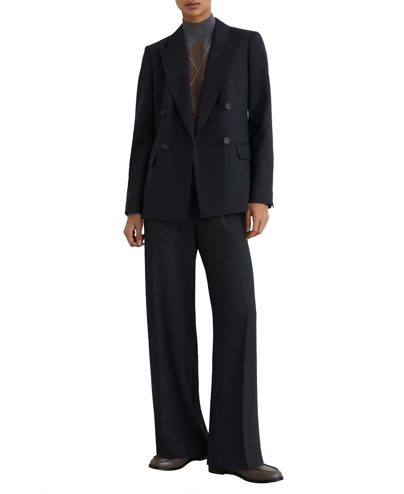 Reiss Women's Eden Elasticated-Waist Wide-Leg Lightweight-Twill Trousers
