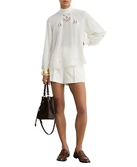 Reiss Women's Rae High-Neck 3/4-Sleeve Blouson Lace Blouse