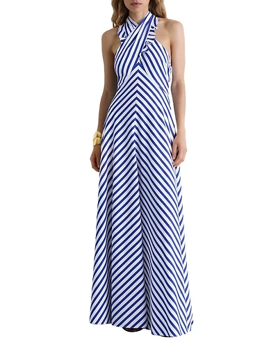 Reiss Women's Luna Striped Halterneck Ruffle Maxi Dress