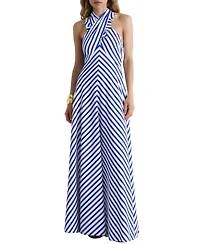 Reiss Women's Luna Striped Halterneck Ruffle Maxi Dress