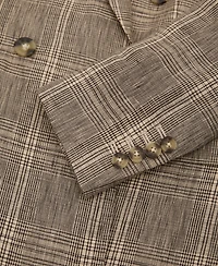 Reiss Women's Sybil Linen Double-Breasted Check Blazer