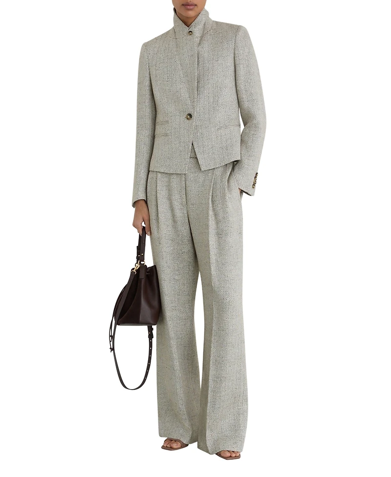 Reiss Petite Ezra Herringbone Straight-Leg Suit Pants