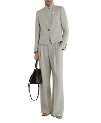 Reiss Petite Ezra Herringbone Straight-Leg Suit Pants