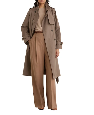 Reiss Women's Azura Double-Breasted Hooded Gabardine Trench Coat